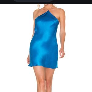 Revolve Amanda Uprichard Claudia X Back Mini Dress in Sky